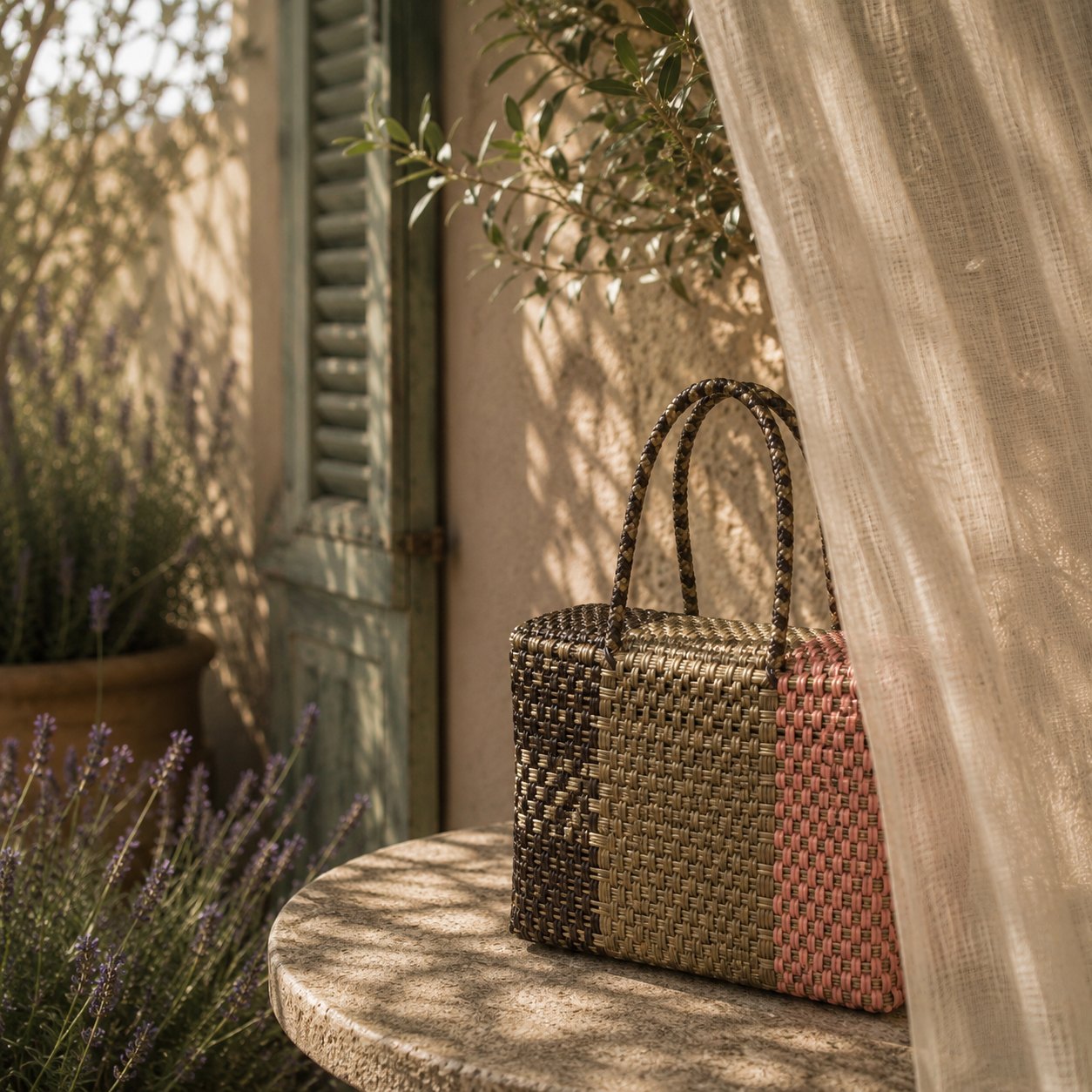 Sac S. TRENZA deviné derrière un voile de lin dans une bastide provençale